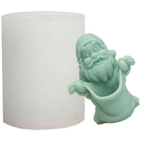 Moule à bougie silicone Père Noël – figurine artisanale pour bougie, savon, décoration de Noël, moule réutilisable fait main.