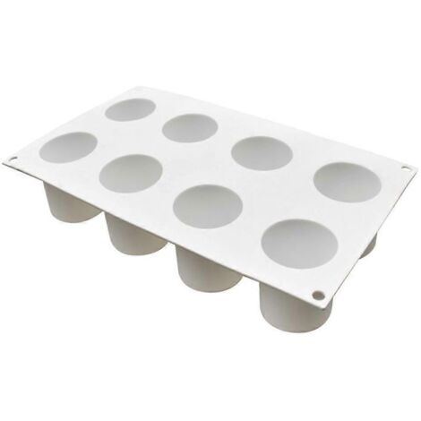 Moule à Bougies Silicone 8 Cavités Cylindre Haut 3D DIY Anti-adhésif pour Cuisine