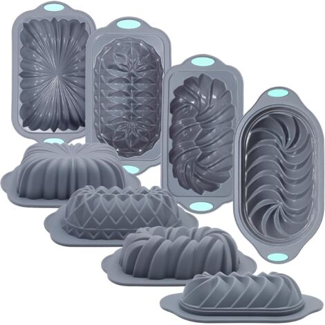 Moule À Cake En Silicone - 4 Pièces - Résistant Jusqu'à 230 °C - Pour Pain Banane Gâteau Cake Pâté - 6 Tasses - Gris