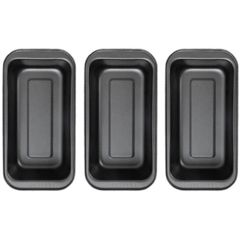 Moule à Cake Rectangulaire Antiadhésif Noir en Acier Carbone - Lot de 3 Pièces 15cm