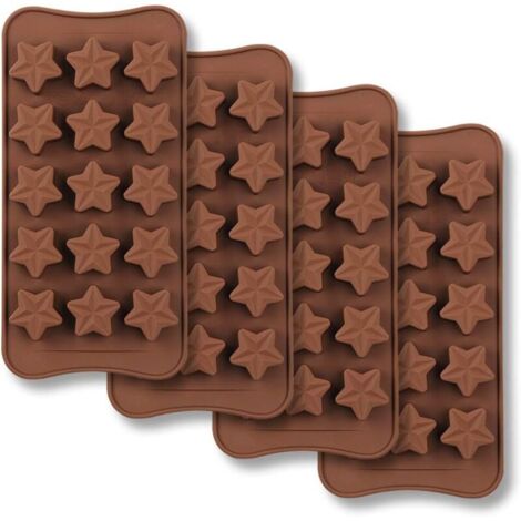 Moule à chocolat en forme d'étoile de 15 cavités, Ensemble de Moule en silicone de qualité alimentaire non collante pour gelée de bonbons, Cube de glace