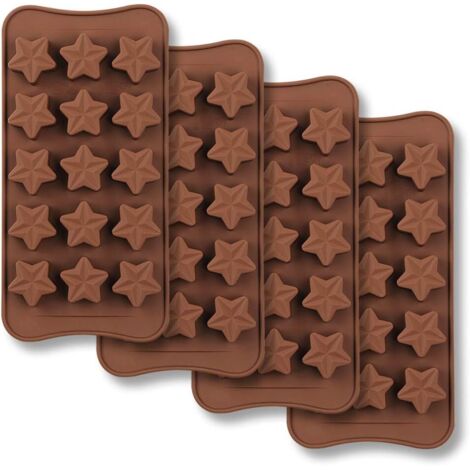 Moule à chocolat en forme d'étoile de 15 cavités, Ensemble de Moule en silicone de qualité alimentaire non collante pour gelée de bonbons, Cube de glace
