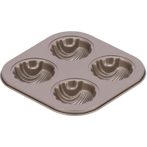 Moule à cupcakes 4 cavités en acier carbone antiadhésif pour four et micro-ondes (moule à pâtisserie professionnel)