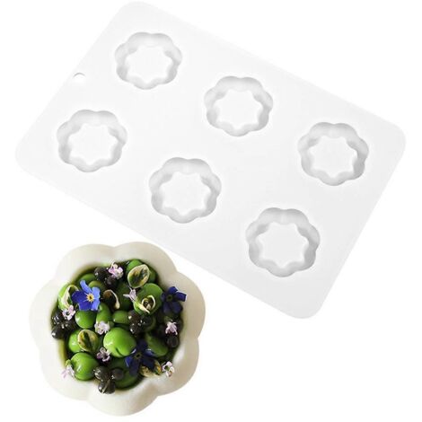 Moule à Dessert Rond en Silicone pour Fleurs - 6 Cavités Disque de Cuisson