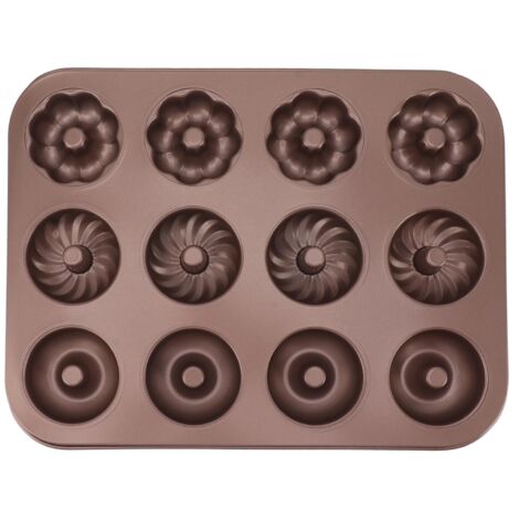 Moule à Donuts en Acier Carbone, 12 Cavités - Plaque de Cuisson pour Four, Type A
