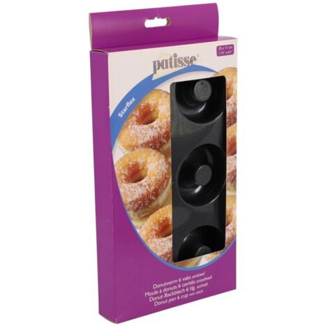 Moule à Donuts Patisse 6 Compartiments 29x17 cm Noir/Silicone