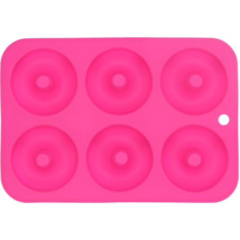 Moule à Donuts Silicone 6 Cavités pour Gâteaux Chocolat et Pain, Accessoire de Cuisine Rouge Rose