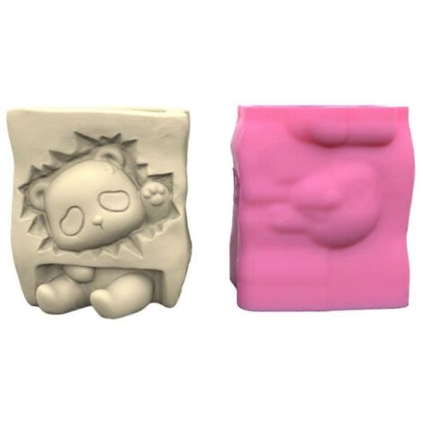 Moule à fleurs en forme de panda mignon, moule en silicone pour pots de fleurs et béton, pour bricolage