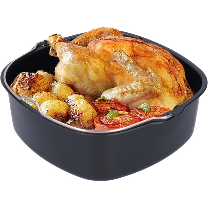 Moule à Gâteau 22cm Baril à Gâteau en Fer Carré,Applicable HD9925 HD9860 HD9905/01 Accessoires de Friteuse à Air, Outil de Cuisson de Cuisine pour
