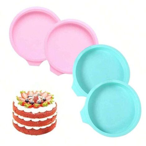 Moule à gâteau à 4 étages, moule rond en silicone de 8 pouces, étanche, antiadhésif, rose et vert