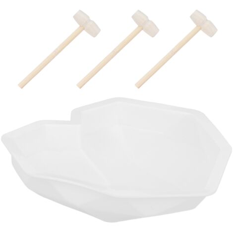 Moule à gâteau en mousse en forme de cœur diamant, avec 3 marteaux en bois pour chocolat et savon
