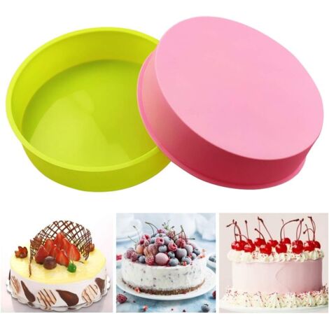 Moule à Gateau en Silicone Rond Moule à Patisserie 8 Pouces Moule de Cuisson Anti-adhésifs Moule en Silicone pour Gateaux Pain Tarte 2 pièces,