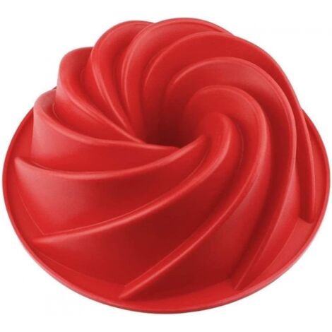 Moule à gâteau en silicone rouge/moule en silicone spiralé, idéal pour réaliser des gâteaux aux poires, au chocolat, au sirop d'érable, etc. (1 pièce)