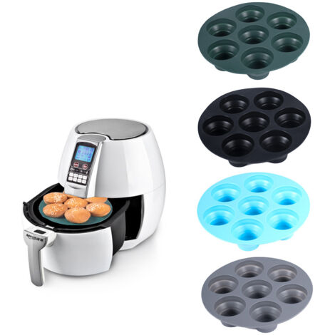 Moule à gâteau pliable 7 cavités en 2 pièces - noir + bleu + 2 pinceaux à huile
