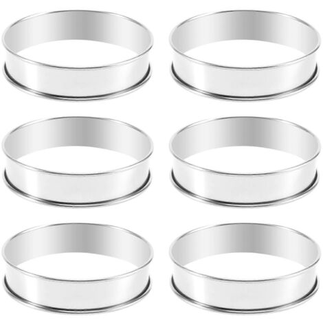 Moule à gâteau rond 6 pièces, cercle à muffins et tartelettes en acier inoxydable