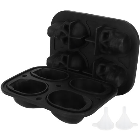 Moule à Glace en Forme de Crâne en Silicone pour Halloween avec 2 Entonnoirs pour Cuisine