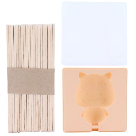 Moule à Glace Silicone DIY - Fabricant de Barres Glacées pour Enfants avec Bâtonnets - Forme Cheval Orange