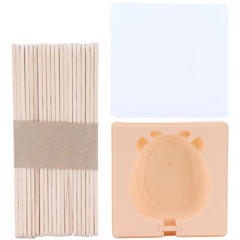 Moule à Glace Silicone DIY - Fabriquez des Esquimaux Maison avec Bâtonnets - Forme Mouton Orange pour Enfants