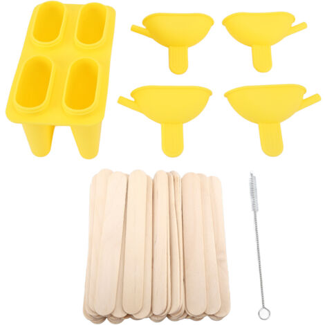 Moule à Glace Silicone Jaune, 50 Bâtonnets Inclus - Pratique et Portable pour Maison