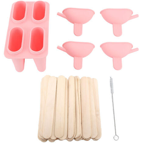 Moule à Glace Silicone Rose avec 50 Bâtonnets - Fabriquez des Esquimaux Maison Portable et Pratique