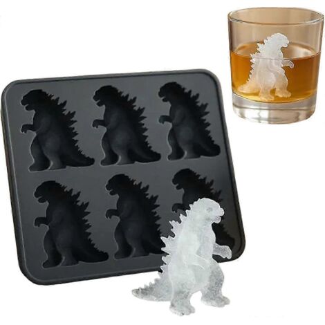 Moule à glaçons dinosaure, bac à glaçons 6 cavités en forme de dinosaure avec couvercle, idéal pour les fêtes et les cocktails, remplissage et démoulage faciles, compatible congélateur, pour l'été. No