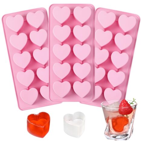 Moule à glaçons en silicone en forme de cœur (trois pièces) pour la Saint-Valentin