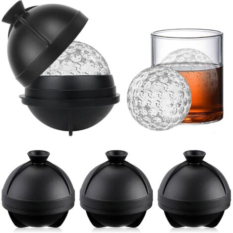 Moule à glaçons rond en silicone avec entonnoir et couvercle - Sans BPA - Réutilisable - Grand format - Idéal pour le champagne - Lot de 4
