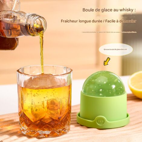 Moule à Glaçons Sphériques Géants en Silicone Alimentaire, Moule à Boules de Glace pour Whisky, Boîte de Fabrication de Glace pour Maison, Idéal pour Refroidir les Boissons