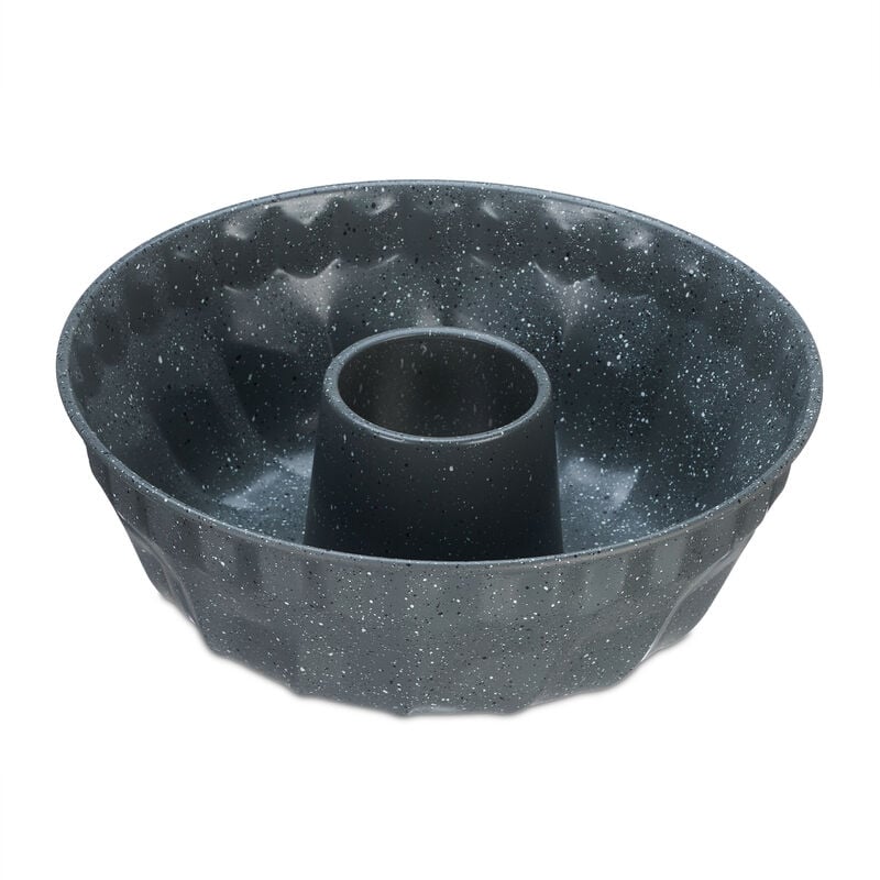 Moule à kouglof, pour divers gâteaux, dimensions h x d : 9 x 25 cm, plat pour savarin, antiadhésif, gris - Relaxdays