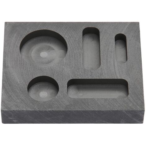Moule à lingots en graphite, 3 trous rectangulaires et 2 trous ronds, résistant aux hautes températures, pour métaux (or, argent, laiton).