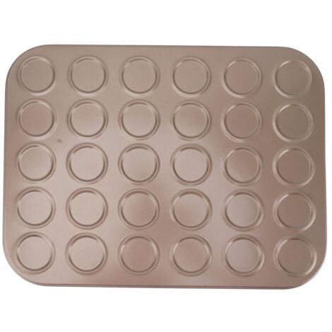 Moule à Macarons en Acier Carbone, 30 Cavités Doré pour Four - Plaque à Muffins et Pâtisserie