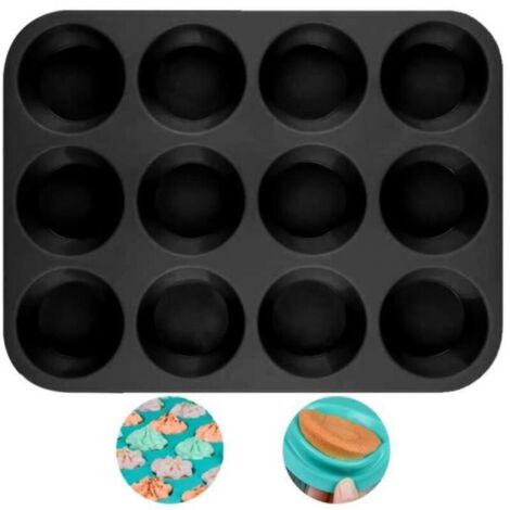 Moule À Muffins En Silicone De 12 Tasses - Moule À Cupcakes - Moule En Silicone Antiadhésif - Passe Au Lave-Vaisselle