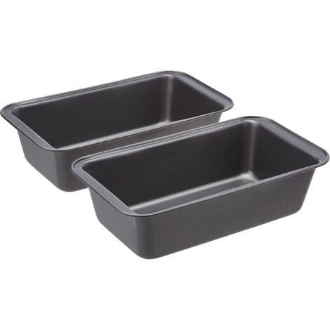 Moule à pain antiadhésif en acier au carbone, 27 x 15 x 7 cm, lot de 2, Rectangulaire, Gris
