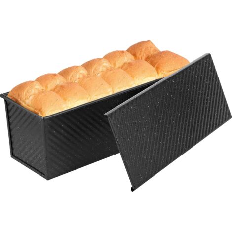 Moule À Pain Avec Couvercle - Acier Au Carbone - 33 x 12 cm - 1 kg - Pour Pain Maison Sourdough Et Sandwich