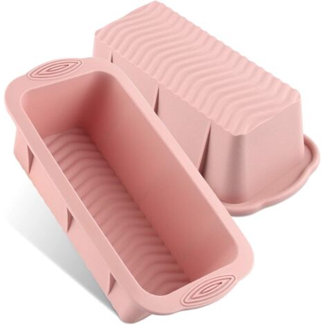 Moule à Pain en Silicone, Lot de 2 Moule à Cake Silicone, Rectangulaire Pain de Cuisson, Set à Pâtisserie Moule à Gâteau Antiadhésif, Plateau de Cuisson pour Baguettes -25 × 12 × 6,8 cm