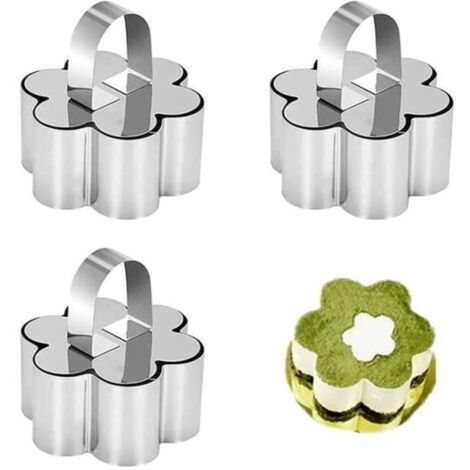 Moule à pâtisserie - Inox - 3 Pièces - Forme de Fleur - Résistant à la corrosion - Compatible lave-vaisselle