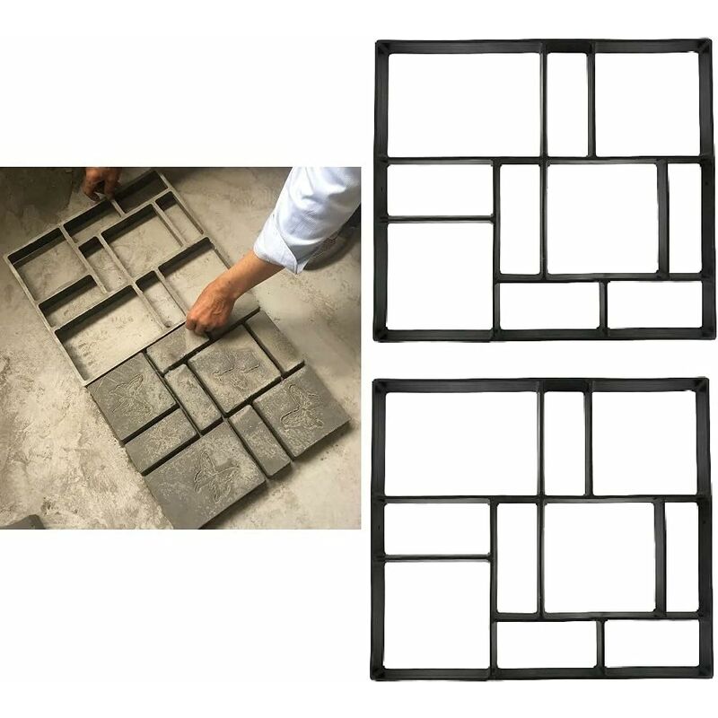 Moule a Pavé Beton Jardin, Moule à Pavé en Plastique, Moule Pierre Asymétrique Dalle Brique Ciment Béton pour Bricolage Allée Jardin Chemin Pation