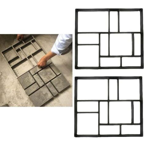 Moule a Pavé Beton Jardin, Moule à Pavé en Plastique, Moule Pierre Asymétrique Dalle Brique Ciment Béton pour Bricolage Allée Jardin Chemin Pation Terrasse (45x40x4cm),A
