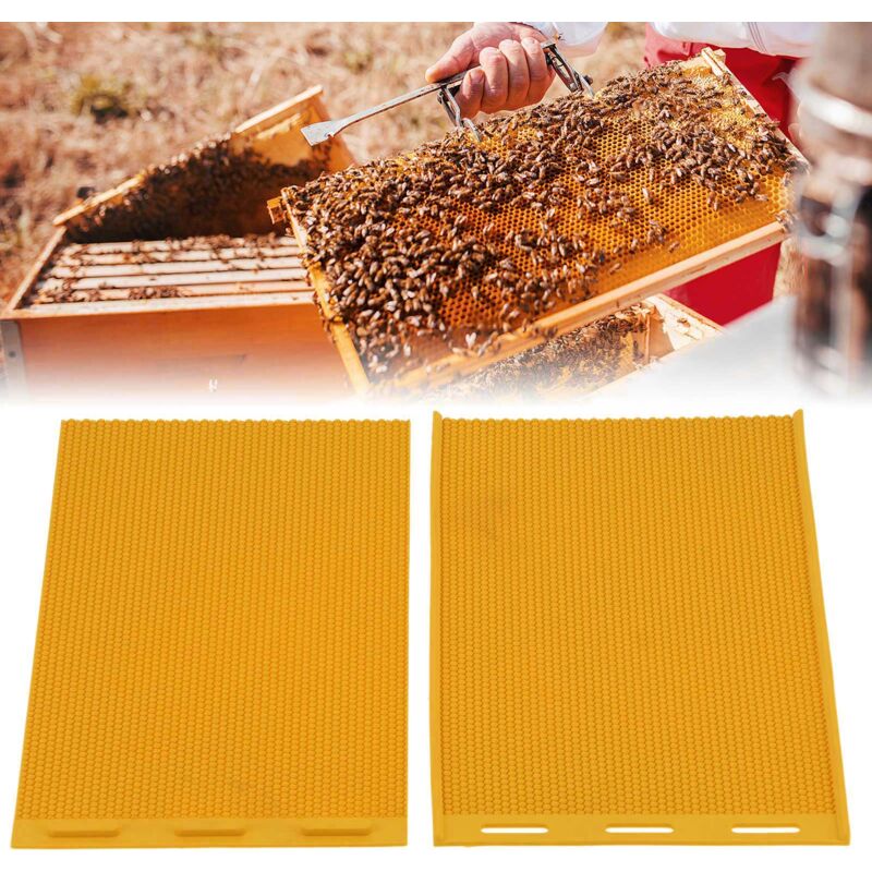 Treetalk - Moule à presse à cire d'abeille 5.4mm, peigne en caoutchouc, feuille de base, accessoire pour apiculture, jaune, 2 pièces