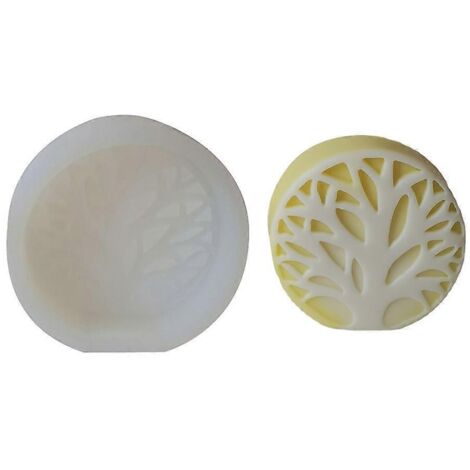 Moule à savon cylindrique en silicone, motif arbre abstrait, moule de coulée époxy rond pour loisirs créatifs