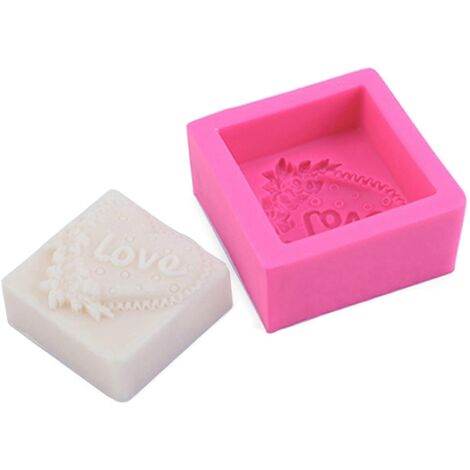 Moule à Savon en Silicone 3D Cœur Rose pour Chocolat, Bougie et DIY