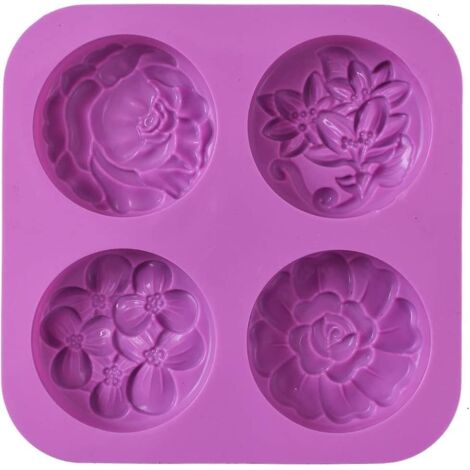 Moule à savon en silicone antiadhésif en forme de fleur pour savons, muffins, puddings, gelées, brownies et cheesecakes faits maison - Sans BPA