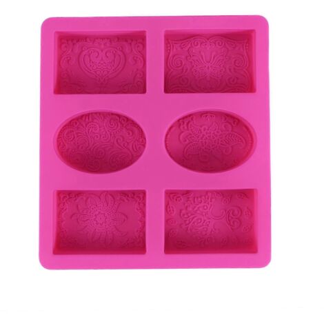 Moule à savon en silicone pour la fabrication de savon, 6 formes ovales 3D, motif floral, fait main, pour la salle de bain et la cuisine.