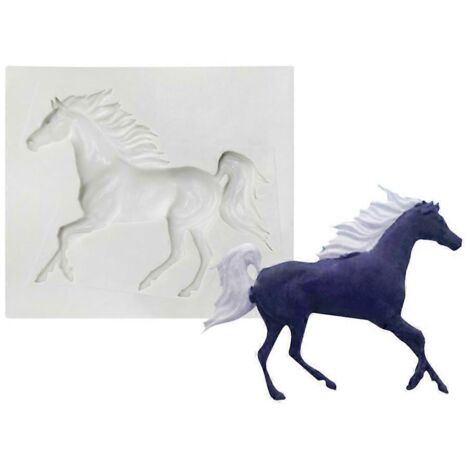 Moule à savon en silicone résistant, forme de cheval au galop, idéal pour les loisirs créatifs et la pâtisserie artisanale.