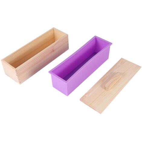 Moule à savon rectangulaire en bois avec revêtement en silicone, outil de moulage pour savon en pain, moule à bougie DIY 120