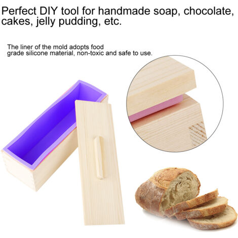 Moule à savon rectangulaire en silicone 1200ML avec couvercle pour chocolat glacé et gâteau