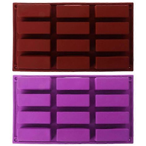 Moule à Savon Silicone 12 Cavités Rectangulaire pour Confiserie et Glaçons