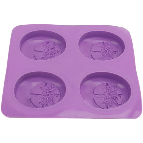 Moule à Savon Silicone Souple 4 Motifs Décoratifs Lavande Forme Ovale Démoulage Facile DIY