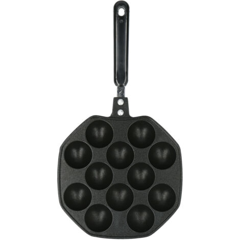 Moule à Takoyaki en Aluminium 12 Cavités pour Boules de Poulpe et Puffs aux Œufs, Ustensile de Cuisine