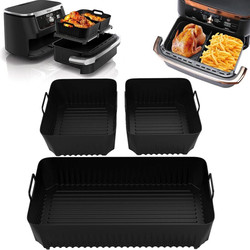 Moule Air Fryer, 3PCS Accessoire Air Fryer pour Ninja Air Fryer 10.4L AF500EU, Moule Silicone Air Fryer pour Ninja Foodi Flex 10,4 l, Air Fryer
